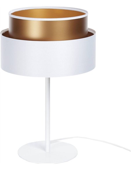 lampe à poser élégante blanc satiné intérieur cuivre design