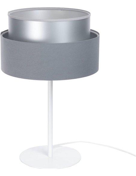 lampe à poser élégante textile gris effet argenté