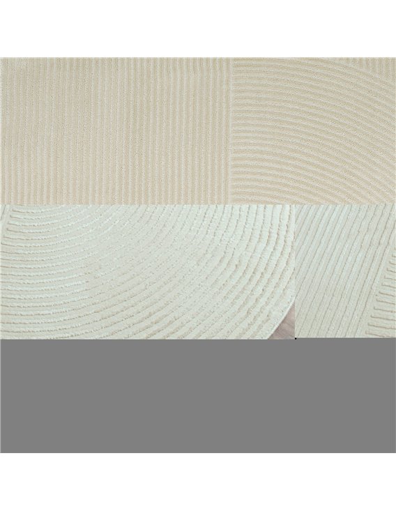 Tapis rond crème pour salon design graphique élégant