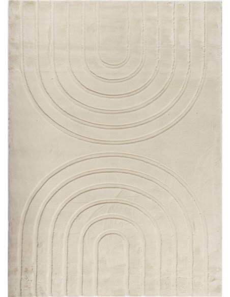 Tapis beige moderne motif arrondi pour déco chaleureuse