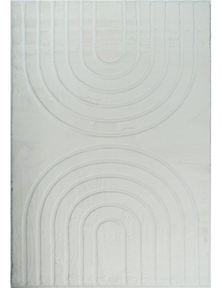 Tapis blanc géométrique très doux antidérapant lavable en machine