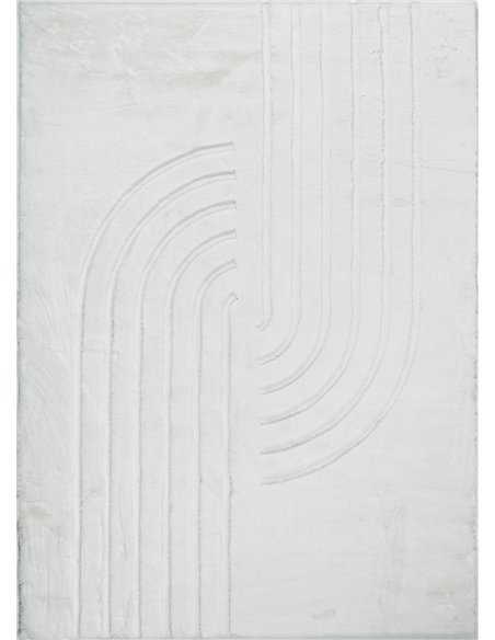 Tapis intérieur blanc style géométrique toucher peluche