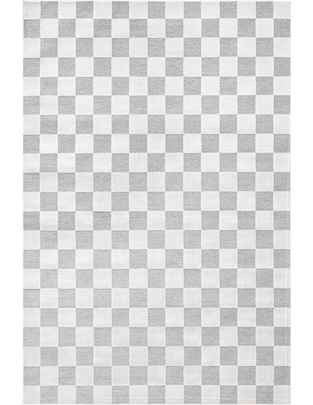 tapis gris motif abstrait style damier discret