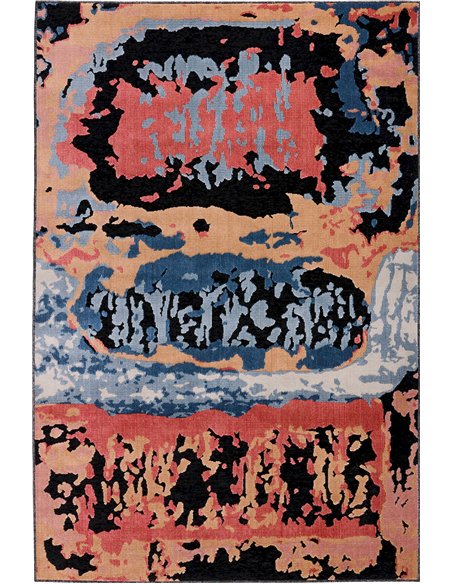 Tapis noir graphique effet relief pour entrée et séjour