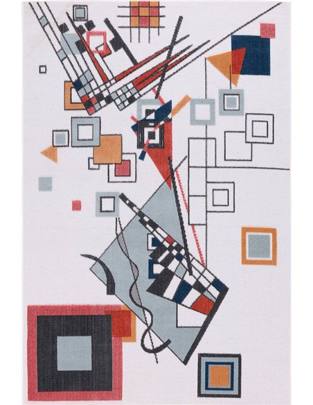 Tapis blanc abstrait intérieur extérieur facile entretien