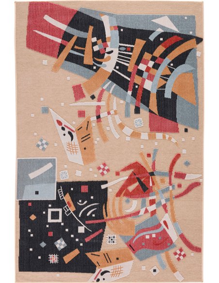 tapis décoratif beige abstrait pour séjour et entrée