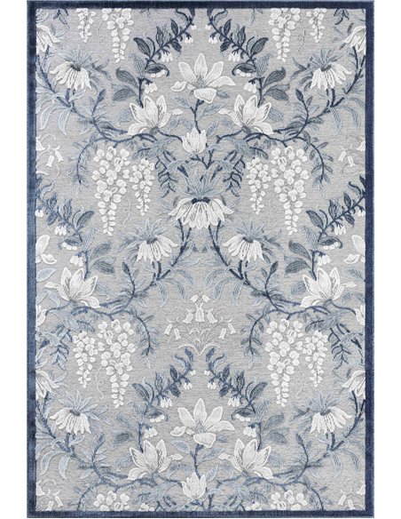 tapis bleu effet relief trame coton