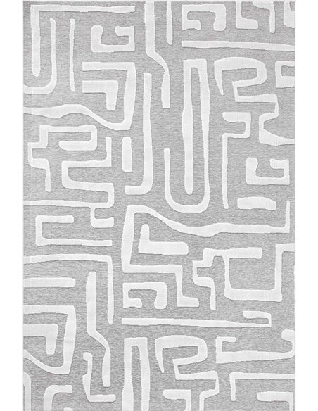 tapis gris motif abstrait effet relief tissé machine