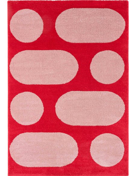 tapis rouge épais et confortable motifs géométriques arrondis