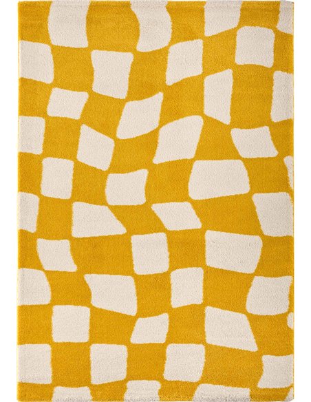 Tapis jaune moderne épais à poils longs doux intérieur