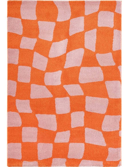 Tapis orange moderne à motifs irréguliers pour salon