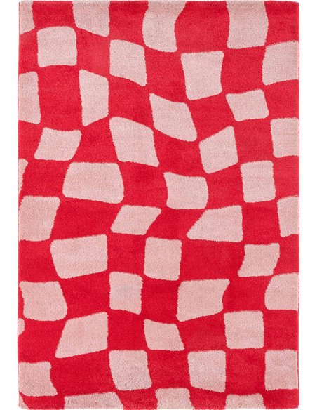 Tapis rouge moderne à poils longs doux intérieur