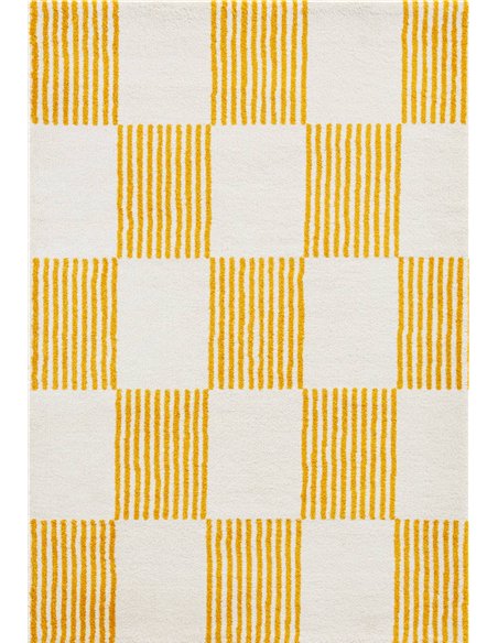 tapis moderne jaune à poils longs doux pour salon