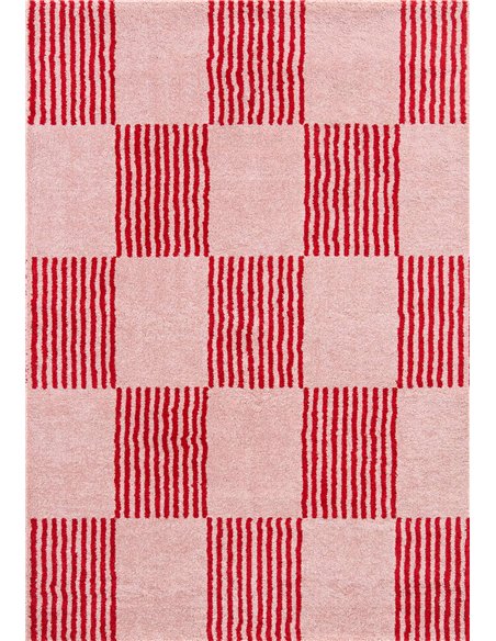 Tapis rouge moderne à poils longs toucher doux pour salon