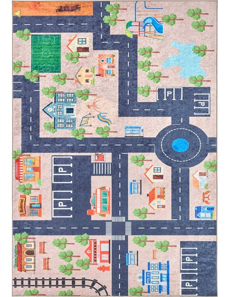 tapis circuit beige pour chambre enfant antidérapant