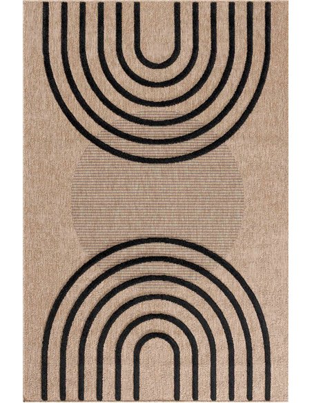 tapis style jute noir à relief graphique moderne