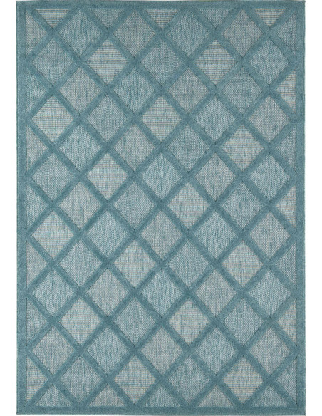 tapis turquoise motif géométrique facile d’entretien intérieur extérieur