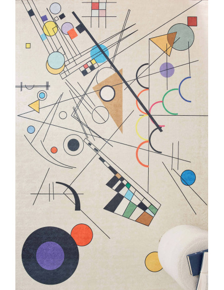 tapis de salon beige léger et confortable lavable en machine