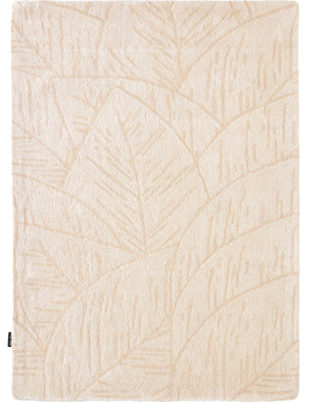 Tapis crème doux et dense fait main inspiration végétale