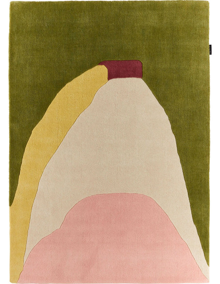 Tapis nuage sucré vert fait main en laine coton