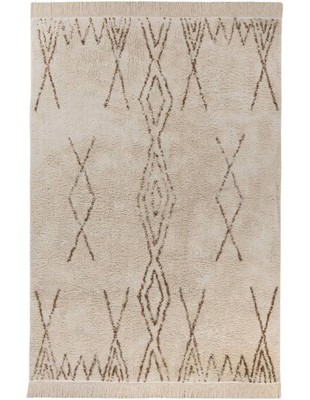 tapis crème brun tufté main motif berbère en coton
