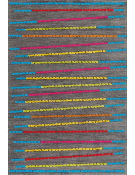 Tapis intérieur à rayures multicolores bleu style moderne