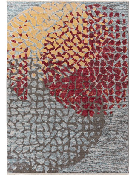 Tapis multicolore rouge à motif mosaïque pour salon moderne