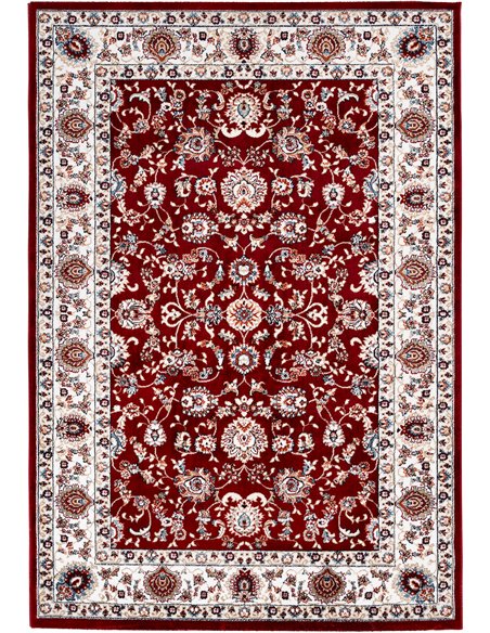 Tapis oriental rouge effet 3d avec bordure classique