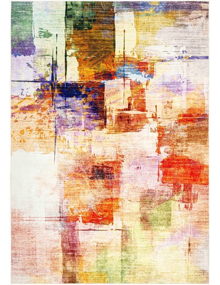 tapis multicolore abstrait style tableau pour salon
