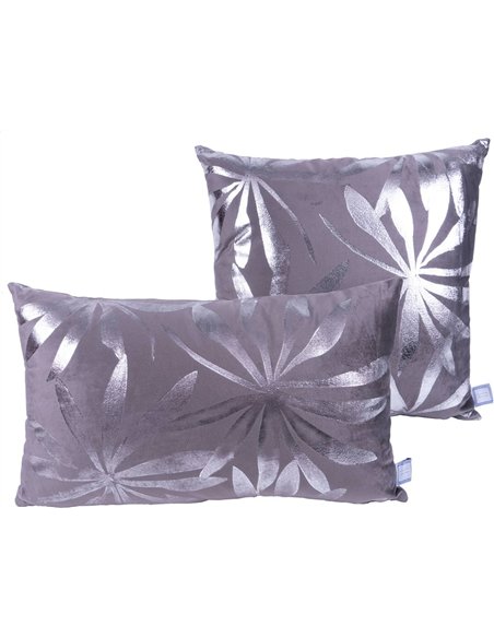 coussin décoratif velours graphit argent motif rétro chic