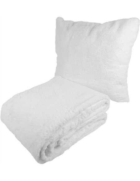 Set coussin et plaid blanc doux pour canapé