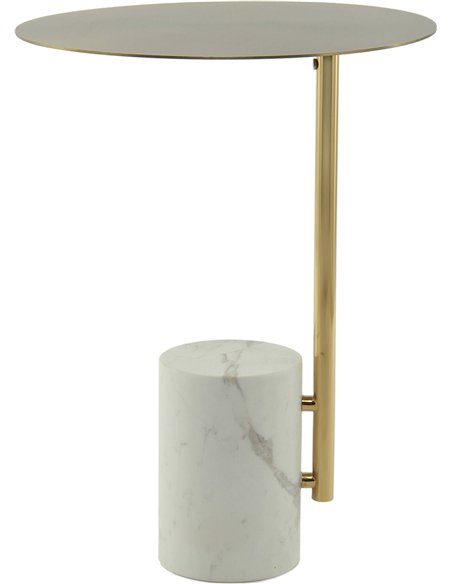 table dappoint luxe marbre blanc et inox pour salon