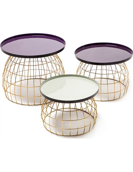 table dappoint gigogne en métal lila prune gris