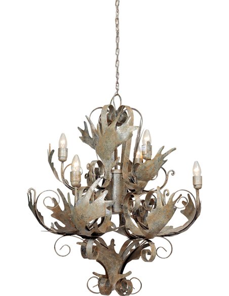 lustre suspendu design vintage champagne en fer