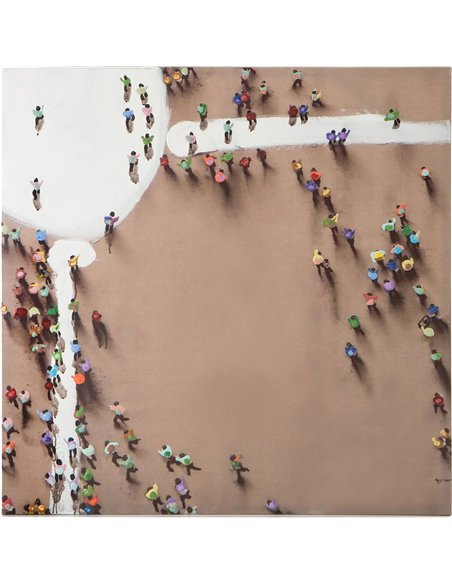 tableau mural abstrait foule multicolore sur toile acrylique