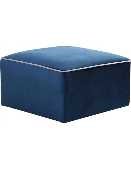pouf modulable en velours bleu nuit avec passepoil