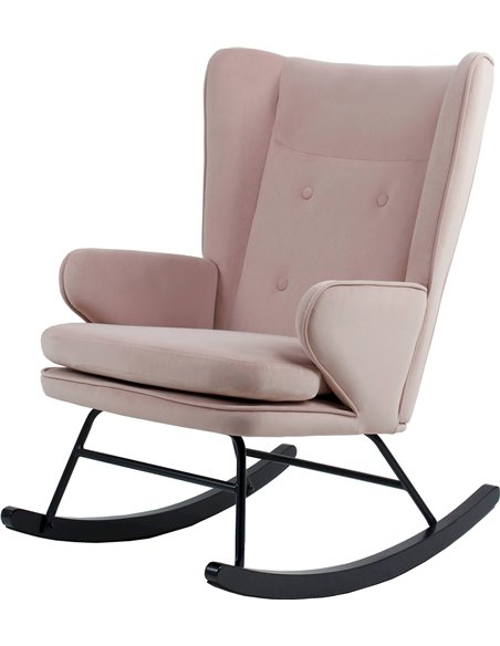 fauteuil à bascule en velours rose poudré pour salon cosy