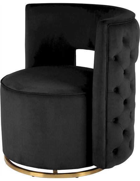 fauteuil pivotant en velours noir et or style glamour