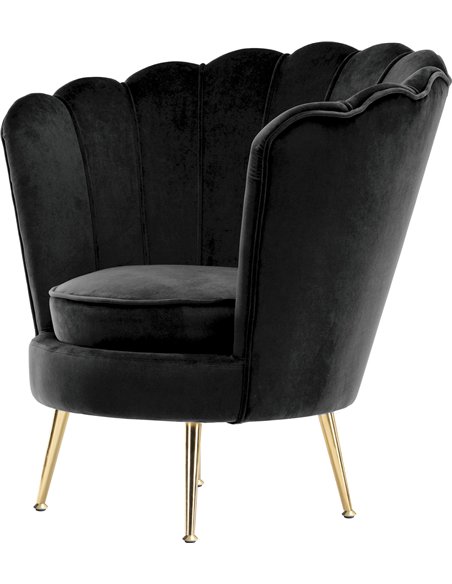 fauteuil design velours noir style coquille pieds dorés