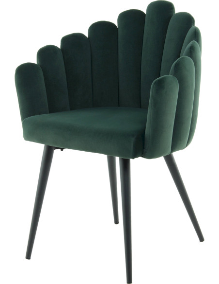 chaise de salle à manger vert velours design dossier coquille