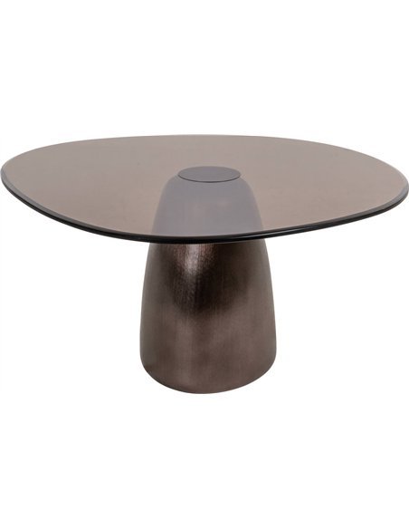 Table basse bronze en aluminium et verre