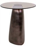 Table d’appoint bronze avec plateau en verre