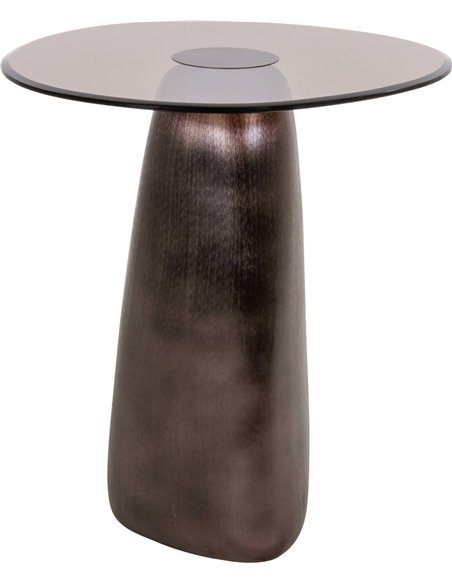 Table d’appoint bronze avec plateau en verre