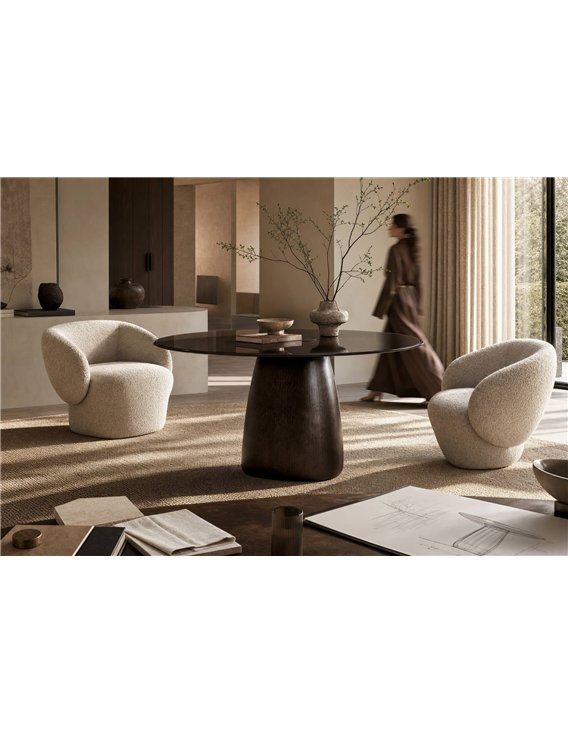 Table de bout compacte aux lignes arrondies