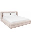 lit coffre capitonné en tissu beige