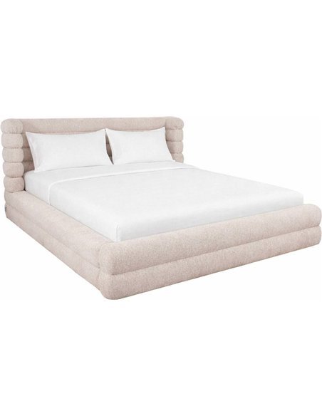 lit coffre capitonné en tissu beige