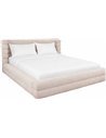 lit coffre capitonné en tissu beige