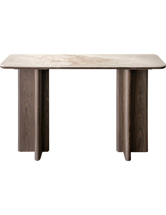Table console au plateau clair veiné