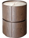 Table de nuit cylindrique en finition bois brun