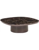 Table basse ronde brun chocolat sur fond blanc